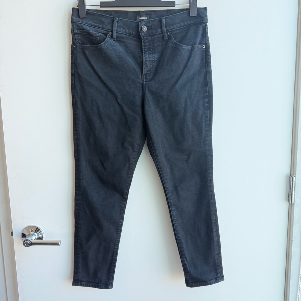 Express Conscious Edit Black Mid Rise Skinny Jeans Size 6S